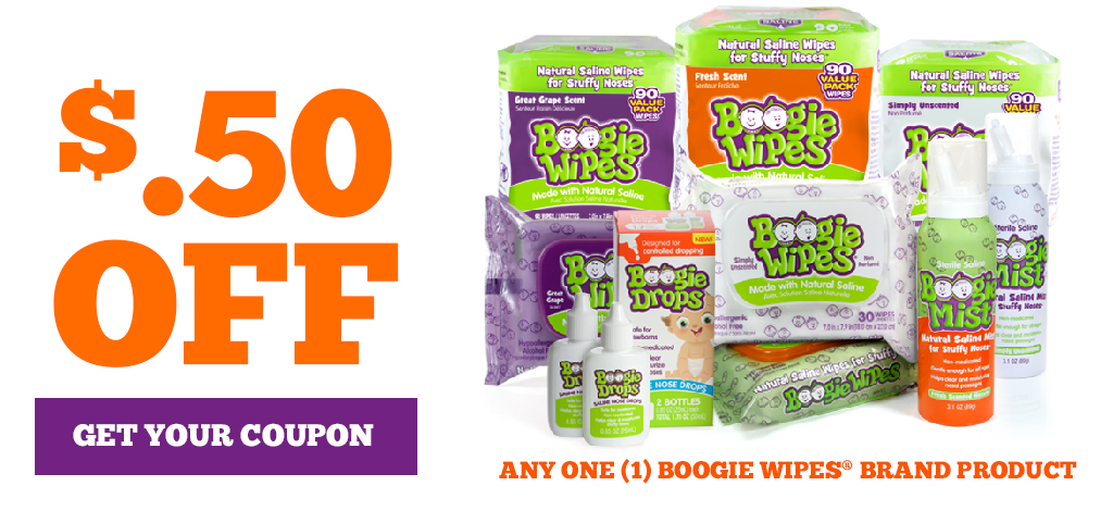 50 cents off any one boogie wipes brand product. Get your coupon!